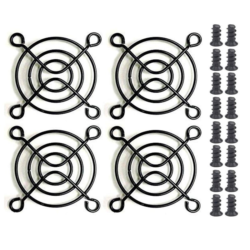 Easycargo 4pcs 50mm Fan Grill 50mm Guard Black with Screws (Black 50mm) - Image 1